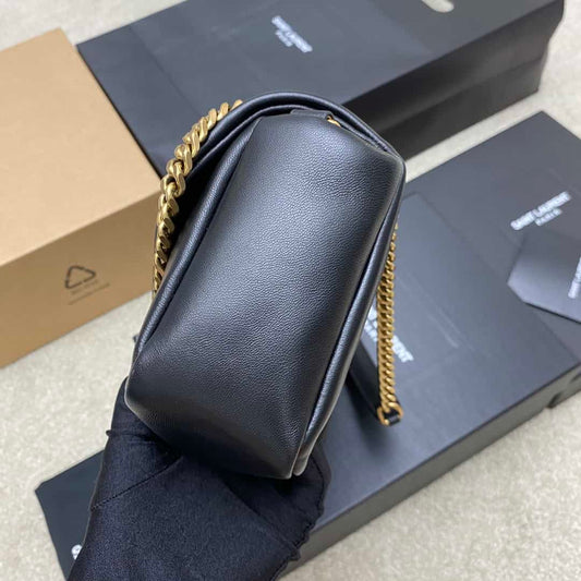 Saint Laurent black lambskin chain handbag