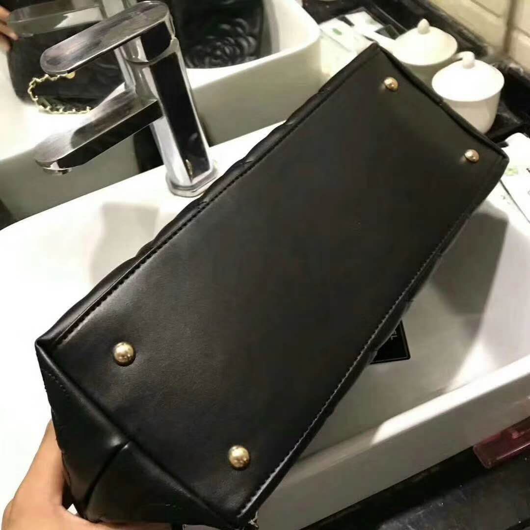 CHANEL Rosaire « Florence » Sheepskin Leather Tote Bag With Camellia Pattern Black W35 x H26 x D12 CM