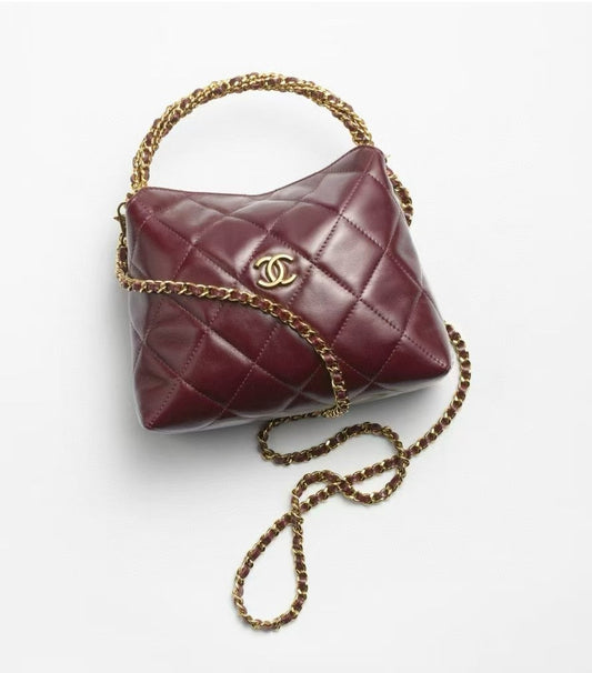 CHANEL CC 24b twist chain handle hobo lunch box bag 14×18.5×7cm