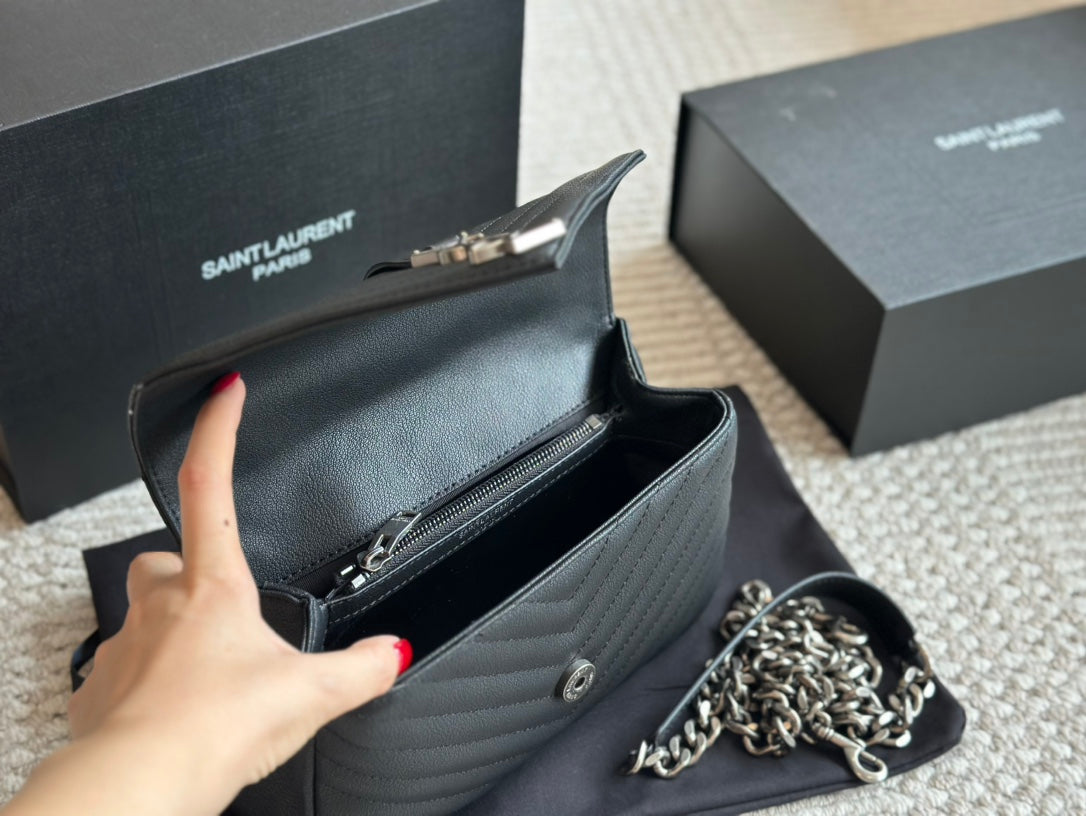 YSL Classic Black Leather Tote Bag Size 24x17cm