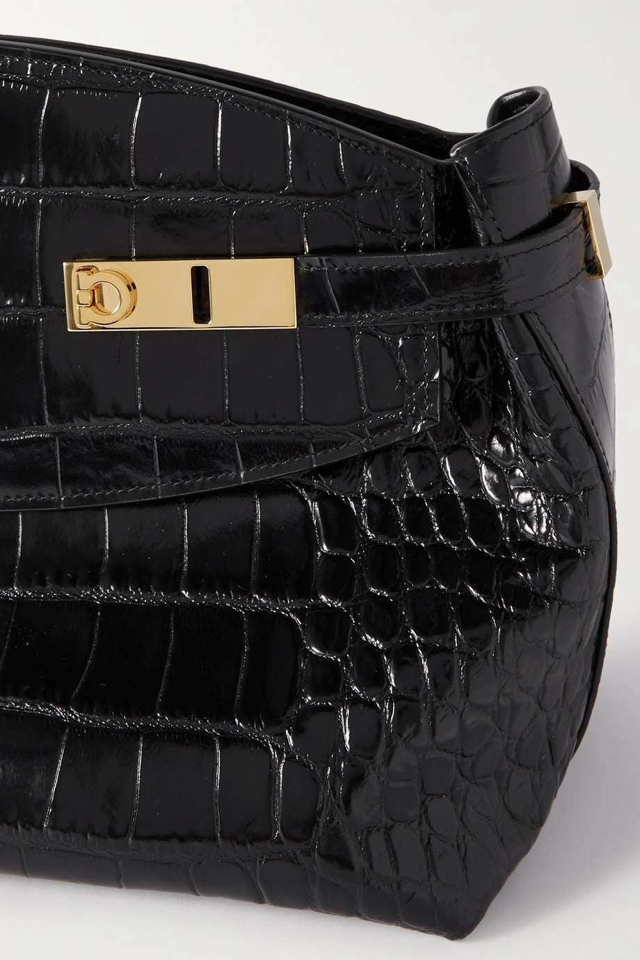 FERRAGAMO Hug large croc-effect leather shoulder bag