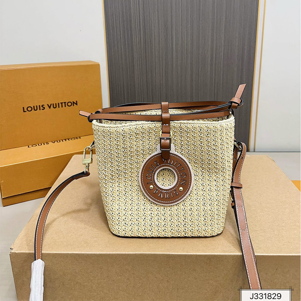 LV Louis Vuitton NOE PURSE Raffia Bucket Bag 18x18cm
