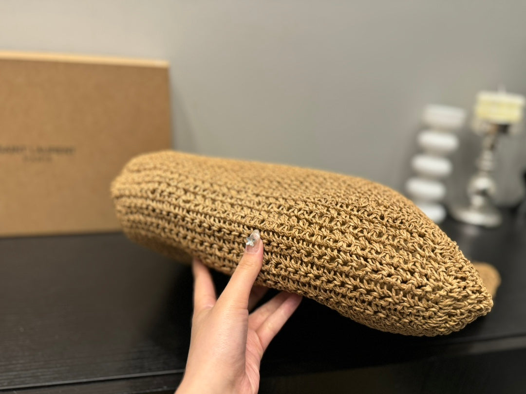 SAINT LAURENT YSL Retro Elegant Tote Bag Straw 43x39cm