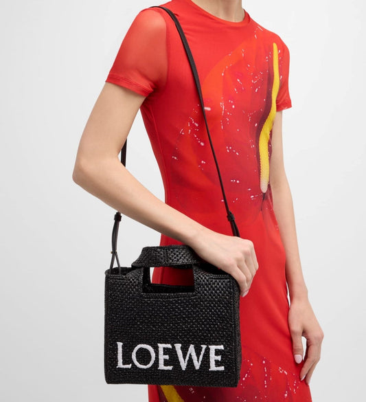 LOEWE x Paula’s Ibiza Font Tote Small Bag in Raffia