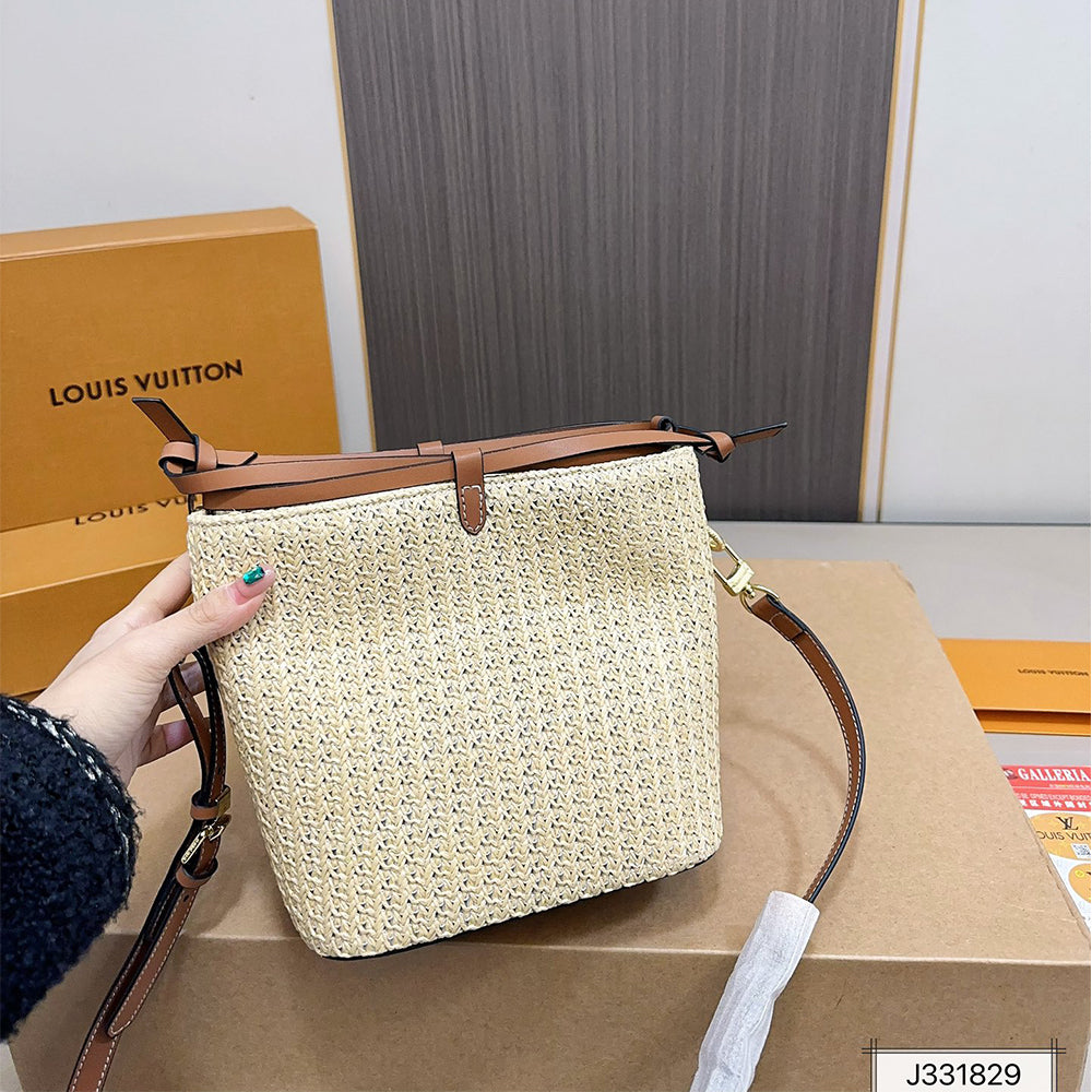 LV Louis Vuitton NOE PURSE Raffia Bucket Bag 18x18cm