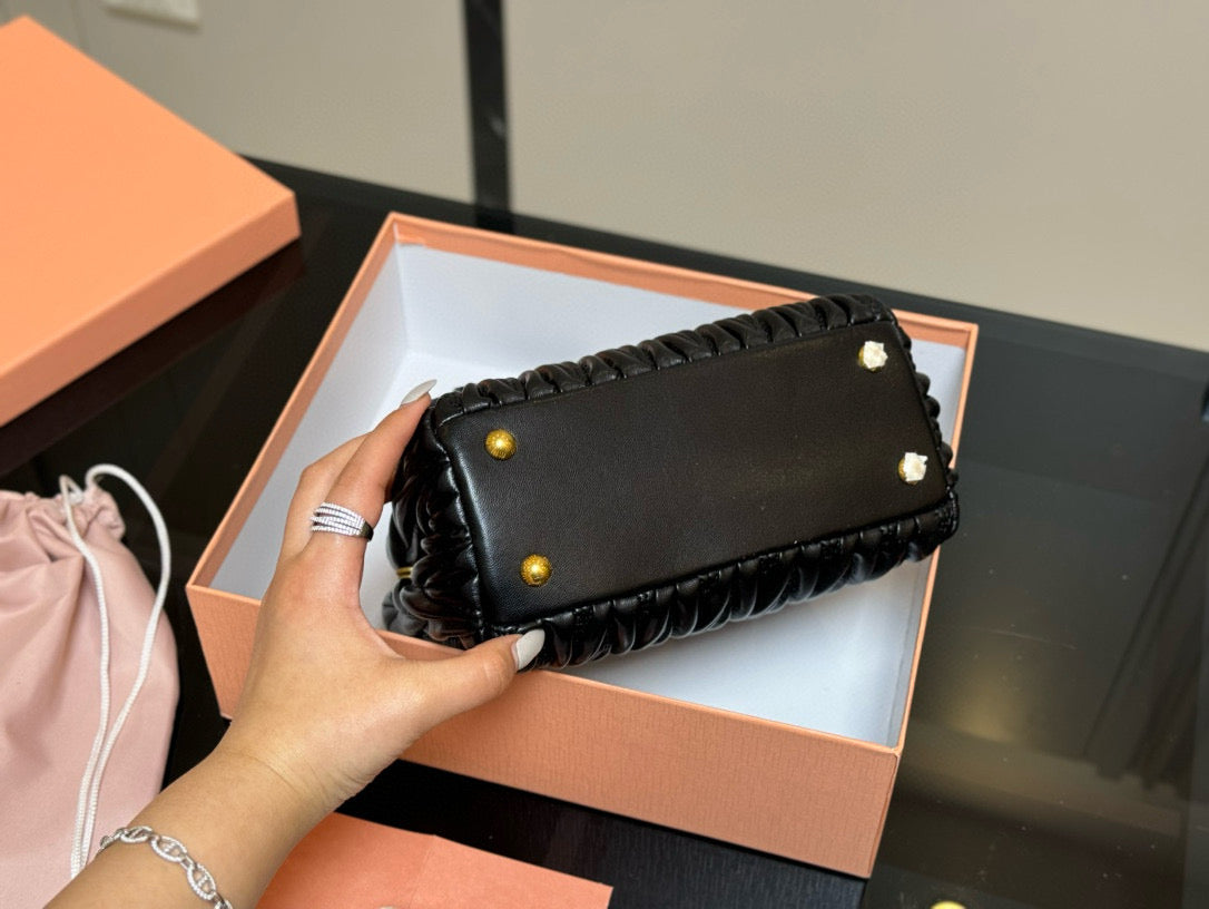 Miumiu Bowling Bag Tote Black Size 22x17cm