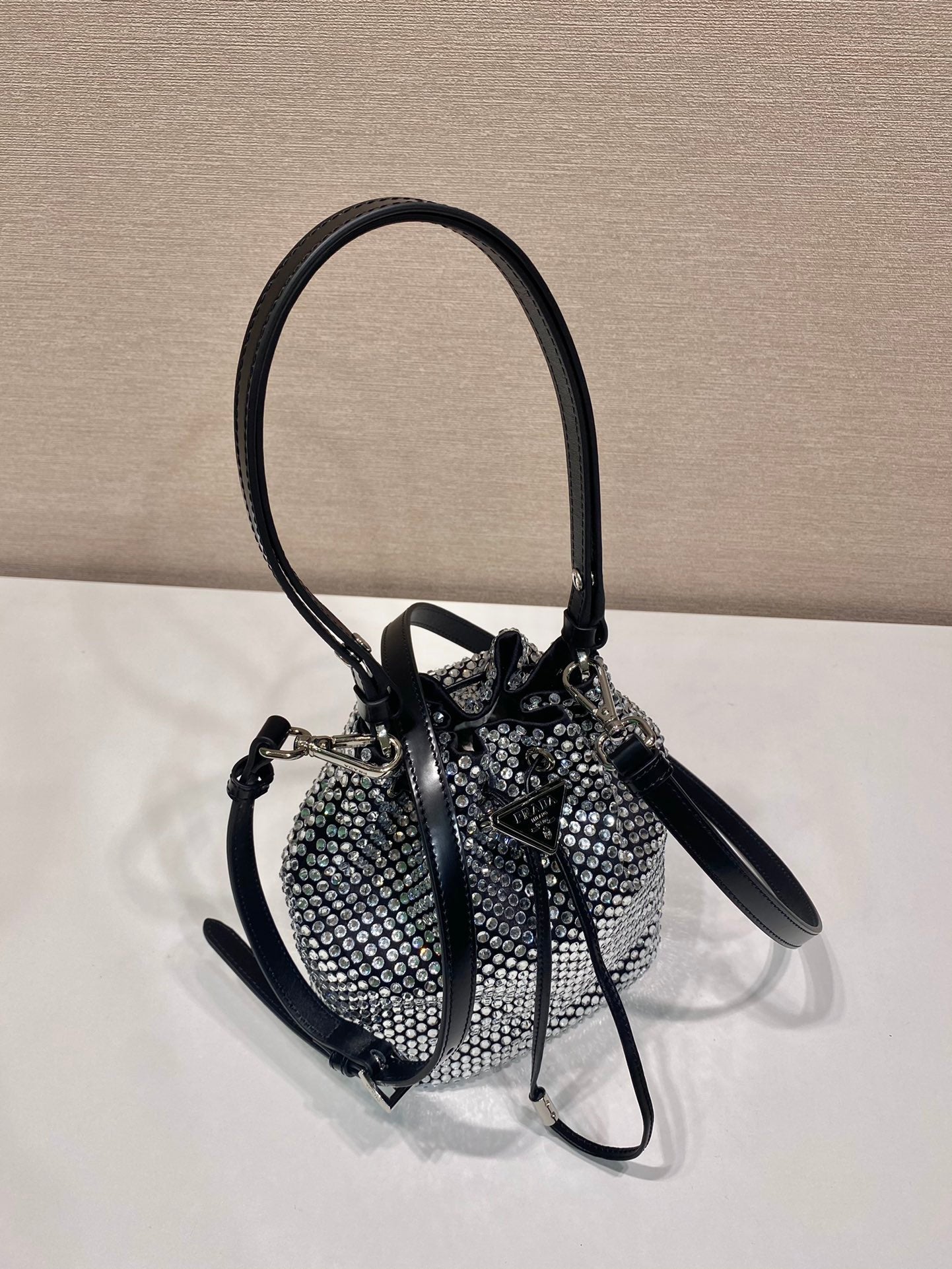 Prada Satin Mini-Bag With Crystals size 16 x 21 x 10 cm