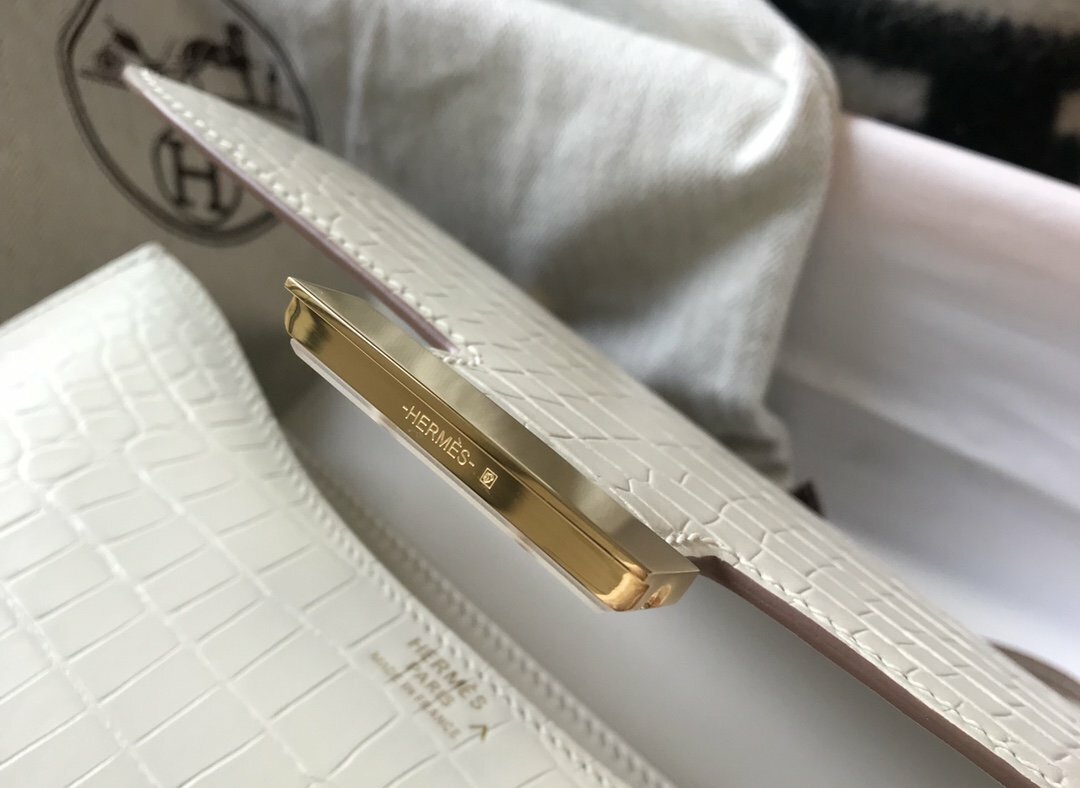 HMS Constance 23 Pattern Crocodile White Handbag