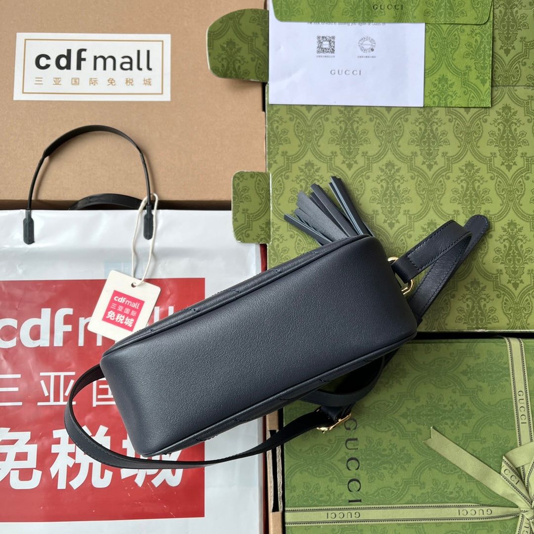 Gucci Blondie Small Shoulder Dark Blue Leather Bag - 21x15.5x5cm