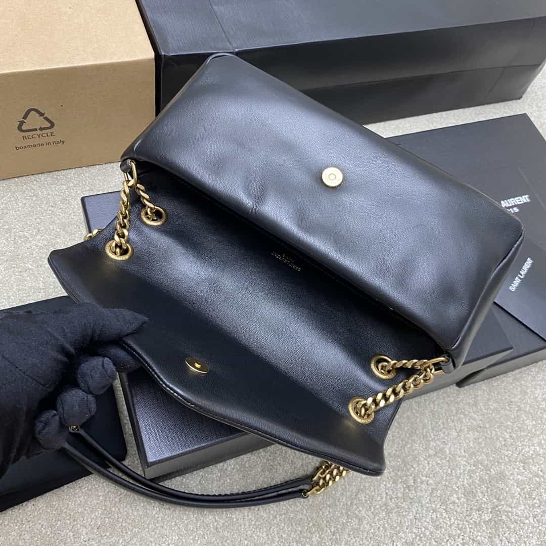 Saint Laurent  black lambskin chain handbag