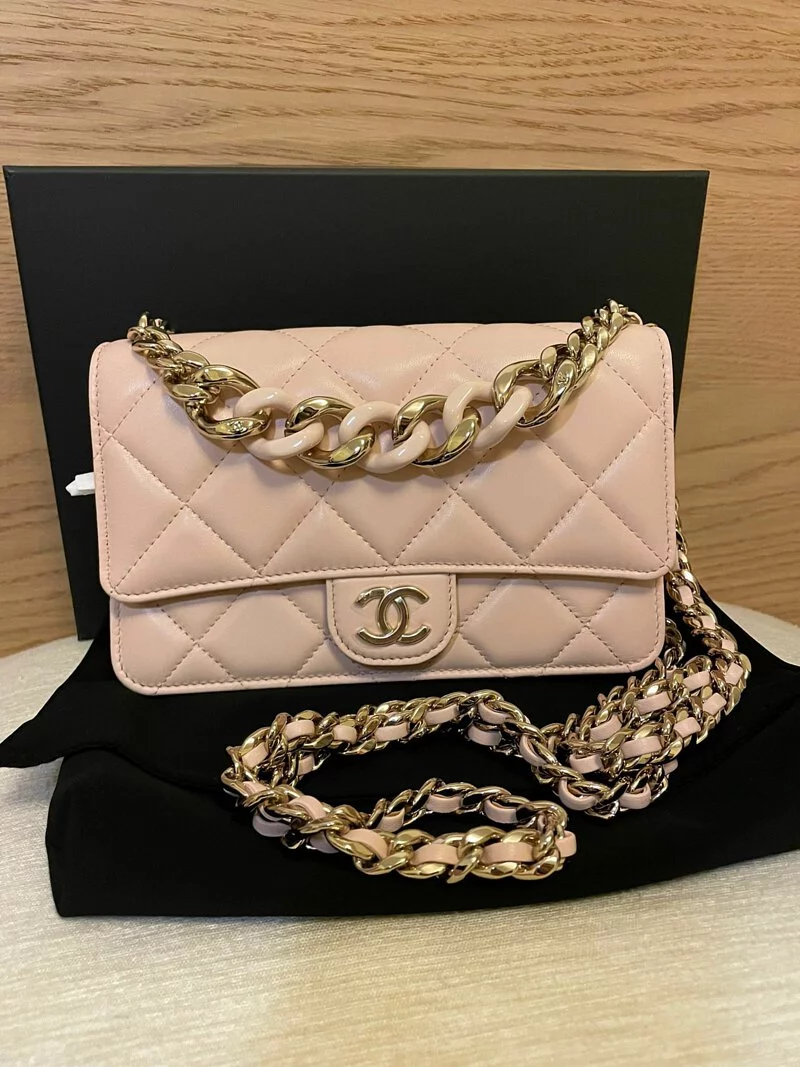 CL lambskin textured diamond embroidery bag