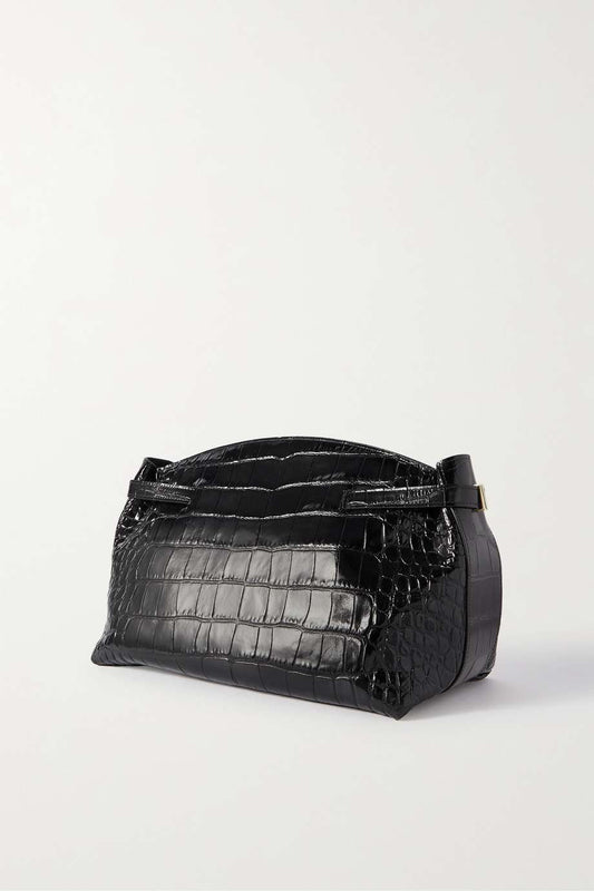 FERRAGAMO Hug large croc-effect leather shoulder bag