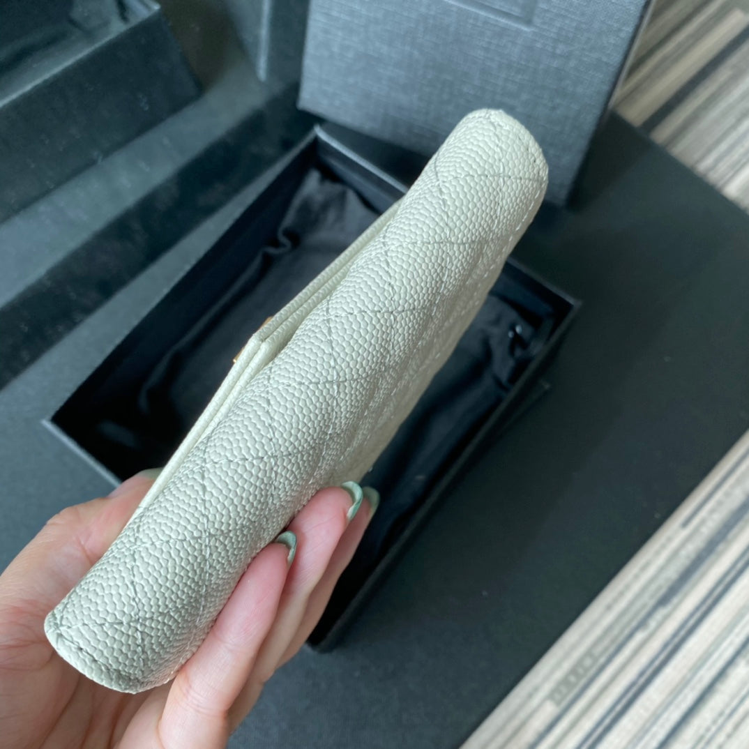 YSL Envelope Purse White Gold A026KK 13.5cm