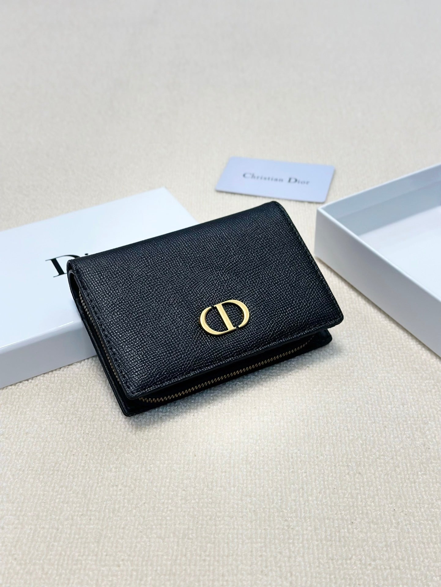 Dior Leather Black Wallet 13.5x9.5x3.5cm